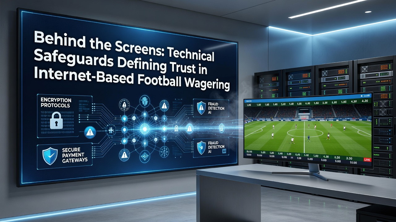 Technical infrastructure showing servers and encryption layers used in secure online football betting platforms