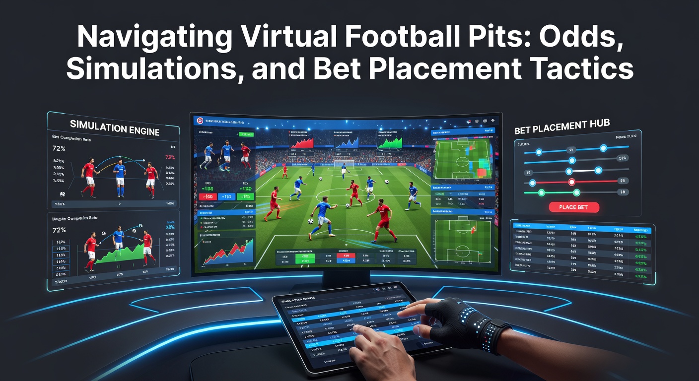 Digital football pitch simulation displaying dynamic odds overlays during a virtual match