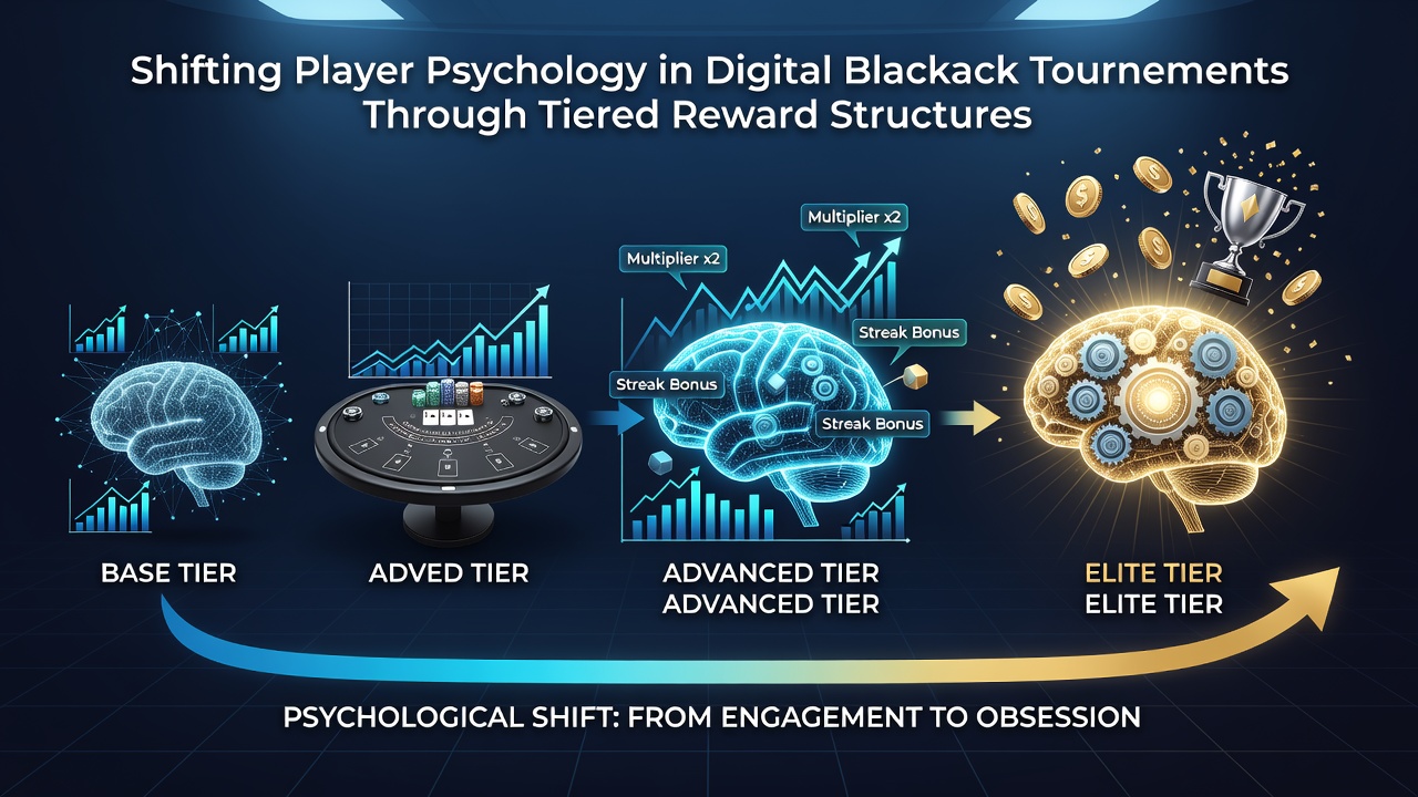 Analytics dashboard displaying player engagement curves across different reward tiers in blackjack events